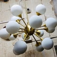 thumbnail image 2 of Art Deco Maritime Antique Murano Glass and Brass Sputnik Cloud Chandelier, 2 of 6