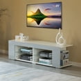 thumbnail image 2 of White Entertainment TV Stand with LED Lights and Glass Shelves with UV Frame, 2 of 6