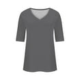 thumbnail image 4 of Nrmvnmi Women's V Neck T Shirts Half Sleeve Tops Casual Solid Color Summer Tees Mothers Day Gifts, 4 of 6