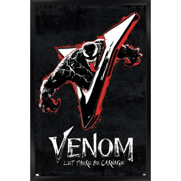 Marvel Venom: Let There be Carnage - V Graphic Wall Poster, 22.375" x 34", Framed