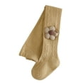 thumbnail image 5 of Xfvqtps Girls Tights Knit Cable Solid Color Flower Decoration Thickened Elastic Soft Comfortable Warm Winter Pantyhose for 2-12 Years Yellow, 5 of 5