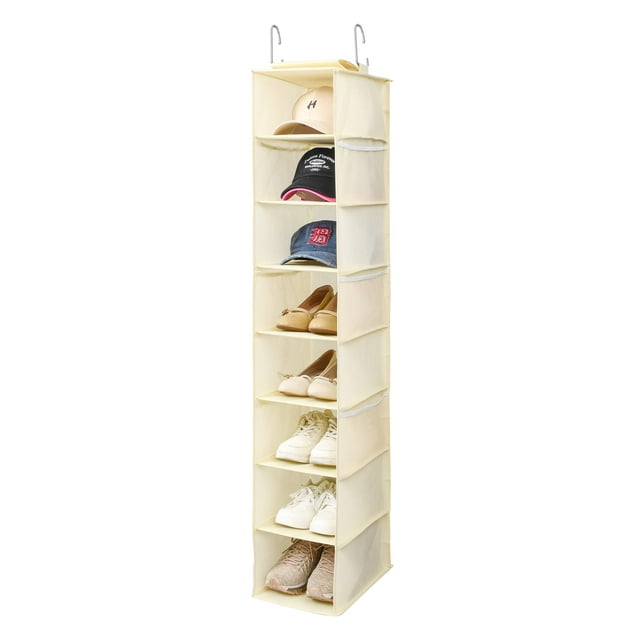 Organizador de zapatos colgante Berdeng con 8 estantes para armario, color beige, paquete de 1