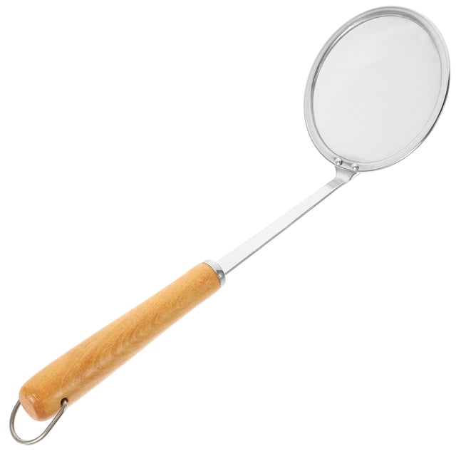 EeaseMX Colador con mango de madera de acero inoxidable de malla fina, práctico utensilio de cocina para el hogar y el restaurante.