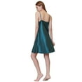 thumbnail image 4 of Defitshape Women's Silk Nightgown Summer Lace Short Pajama Dresses Satin Sleep Dress V Neck Spaghetti Strap Chemises Backless Sleepwear Sleeveless Nightie Sexy Lingerie Dark Green Teal Medium, 4 of 4