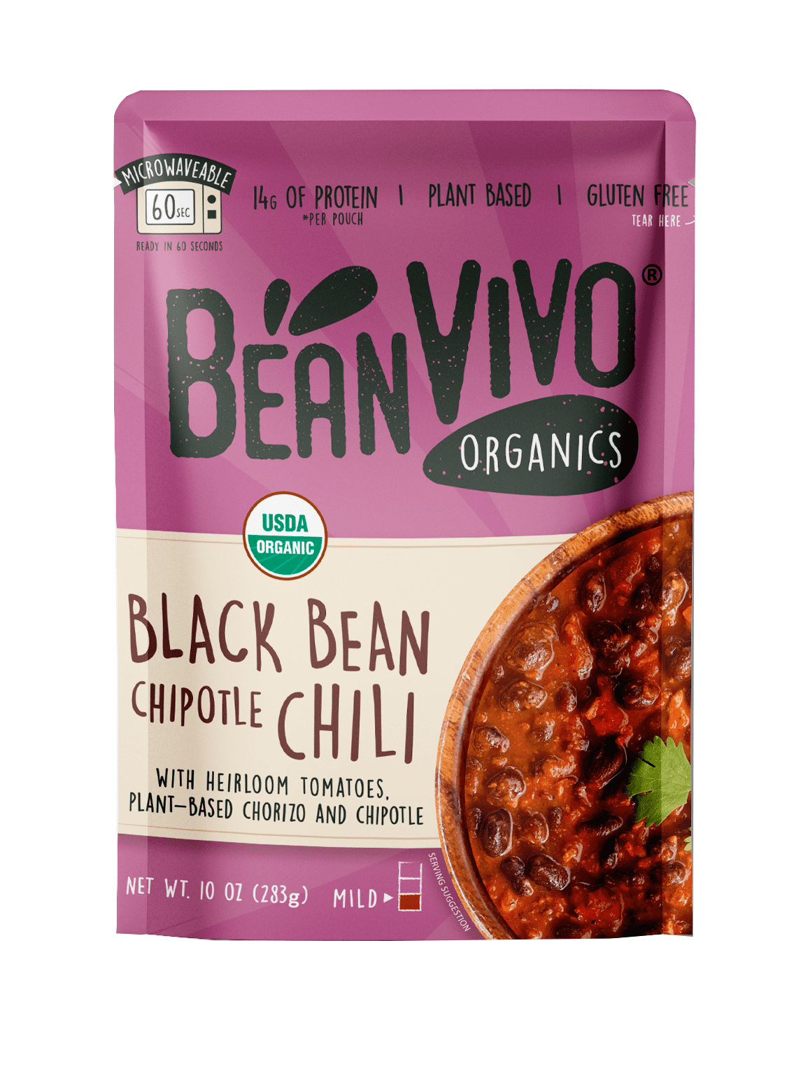 (3 pack) BeanVIVO Organic Black Bean Chipotle Chili, 10 oz. Pouch