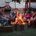 thumbnail image 2 of Round Galvanized Fire Pit Ring/Fire Ring - Foldable, Great for Outdoor Parties and Bonfires in Yards/Gardens/Parks/Beach (Black + Gray), 2 of 7