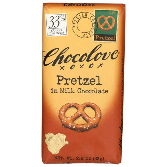 Chocolove Xoxox - Premium Chocolate Bar - Milk Chocolate - Pretzel - 2.9 oz Bars - Case of 12