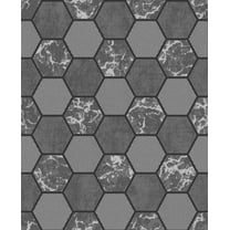 Fine Décor Ceramica Black Hexagon Tile Wallpaper