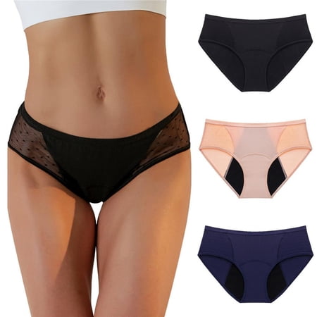 Women 4 Layer Leak Proof Briefs Physiological Underpants Middle Waist Solid Stretch Panties Menstrual Underwear