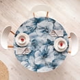 thumbnail image 4 of Ambesonne Floral Fitted Round Tablecloth, Weathered Art Flower Petals, 56"- 60" Diameter, Dark Turquoise and Blue Grey, 4 of 5