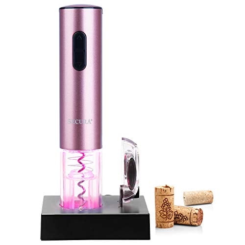 Abrelatas eléctrico Secura, abridor eléctrico de corchos para botellas de vino con cortador de lámina, recargable