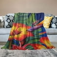 thumbnail image 2 of Fenyluxe Tropical Flower Bird-of-Paradise Blue Background Throw Blanket for Couch Sofa Bed Office Travel Camping School Flannel Blanket All Seasons Exquisite Gifts 50x60in, 2 of 6
