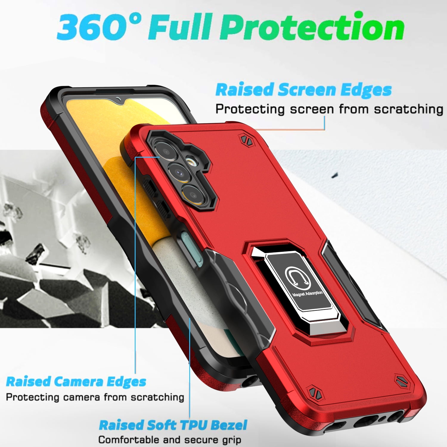 for Huawei Mate 20 Lite Case, 2 in 1 Hybrid Heavy Duty Armor Shockproof  Defender Kickstand Dual Layer Bumper Hard Back Case Cover Tempered Glass