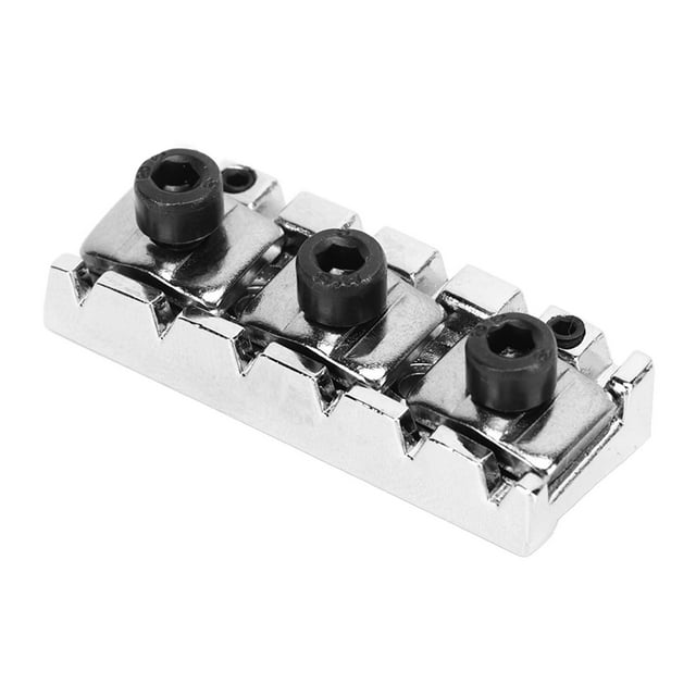 Guitar String Locking Nut Set, 7 String Adjusting Height 42.5mm Guitar Locking Nut Zinc Alloy Corrosion Resisting Easy To Install Sturdy For Music Class Silver,Black