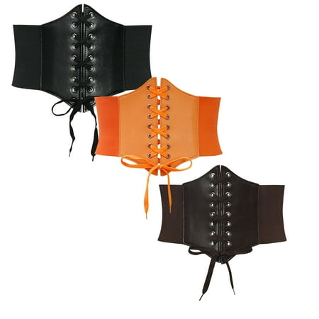 Sinpiling 3 Pack Lace-Up Corset Belts for Women on Clearance Vintage Shapewear Ladies Trendy Solid Slim Going Out Decoration Waist Belt for Dresses
