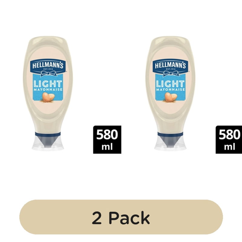 Hellmanns Light Squeezy Mayonnaise 580ml, British Import (Pack of 2)