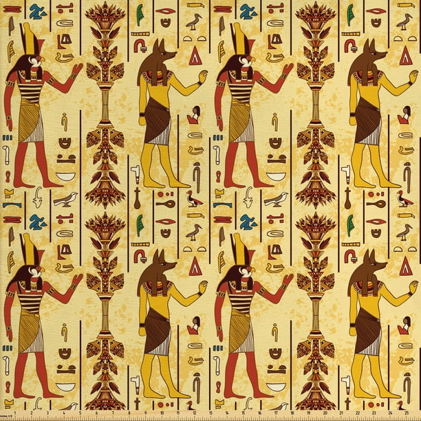 Egyptian Fabric by The Yard, Grunge Aged Paper Style Backdrop with