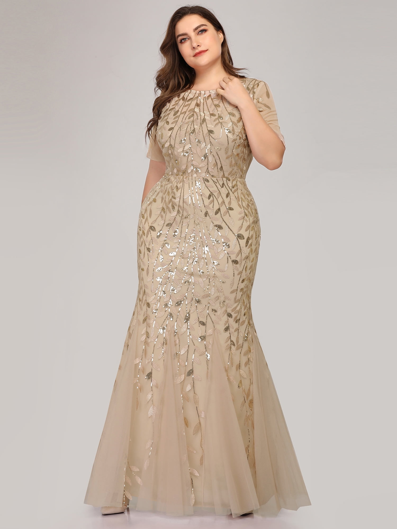 gold sequin fishtail dress