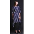 thumbnail image 2 of Bimba Blue Feathers & Anemone Floral Women Kurtas Ethnic Printed Asymmetric Summer Wear Tops For Women Medium, 2 of 6