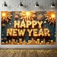 thumbnail image 3 of Golden Happy New Year Banner Lighted New Year Banner Fireworks Decor Star Pattern Celebration Banner for New Year Party Holiday Celebration Indoor Decoration, 3 of 9