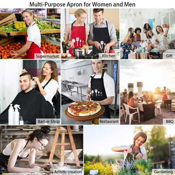 Adjustable Kitchen Aprons foWomen Men with Pockets Personalized