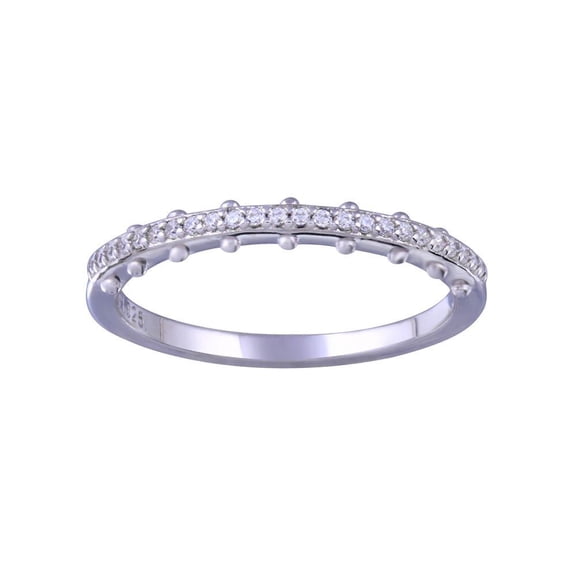 Rhodium Plated 925 Sterling Silver Half Eternity Clear CZ Ring White Jewelry Female Size 5