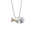 thumbnail image 2 of Delight Jewelry Silvertone Large Brown Crystal Dog Bone Silvertone Script Initial Disc - I - Charm Necklace, 20"+3", 2 of 4