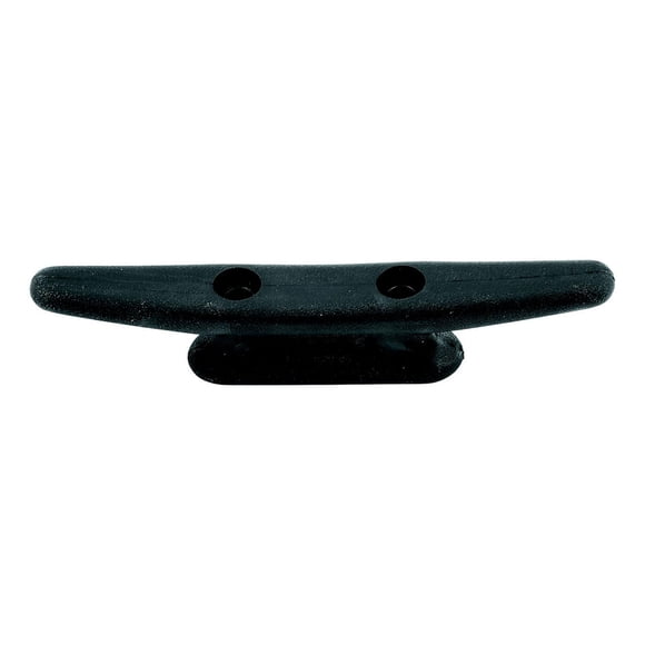 Attwood Marine Boat Rope Cleat 12110-1 For Small Boats And Docks; Open Base; 5 Inch Length; Corrosion Resistant; Black; Nylon; Light Weight; With Two 12 Fasteners; Single; Bulk Packaging
