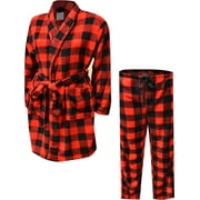 The Lakeside Collection Womens Red and Black Buffalo Plaid Print Plush Robe and Loungepant Set (2X)