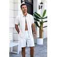 thumbnail image 4 of COOFANDY Men's Relaxed Fit Button-Up short Shirt with Decorative Stripes - Casual and Office Wear, 4 of 9