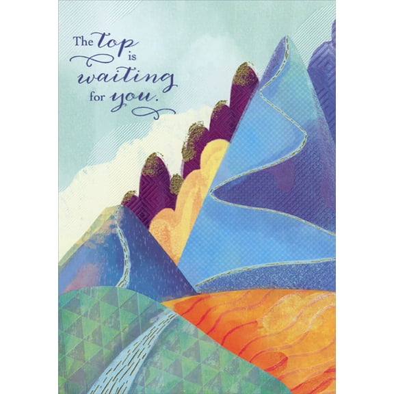 Designer Greetings The Top Is Waiting for You : Abstract Mountains College Graduation Congratulations Card