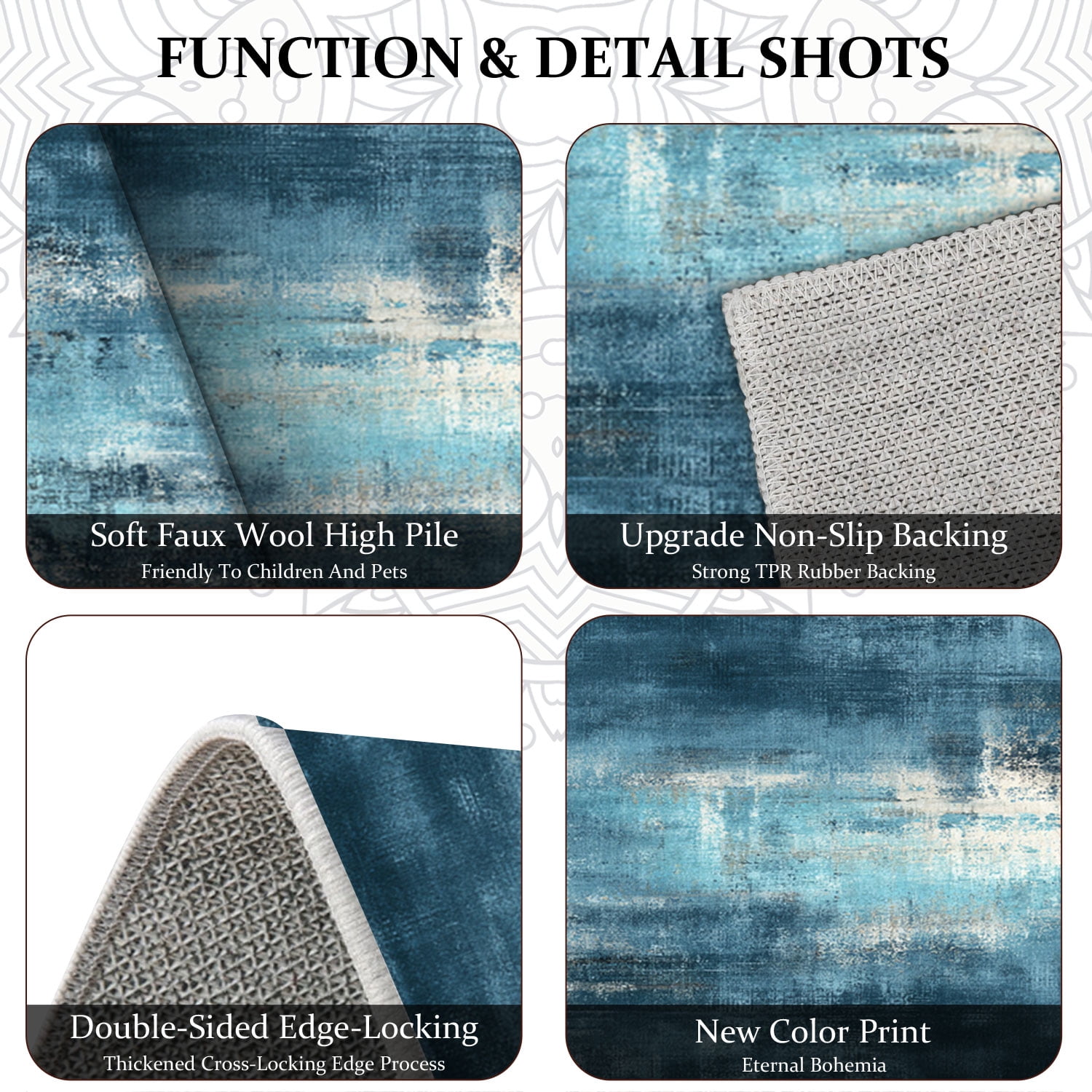 3-Piece Farmhouse Kitchen Rug Set, Washable Anti Slip Striped Floor Mats in 3 Sizes, Stain Resistant Decor Rugs for Kitchen Hallway Bathroom Home Christmas Decor