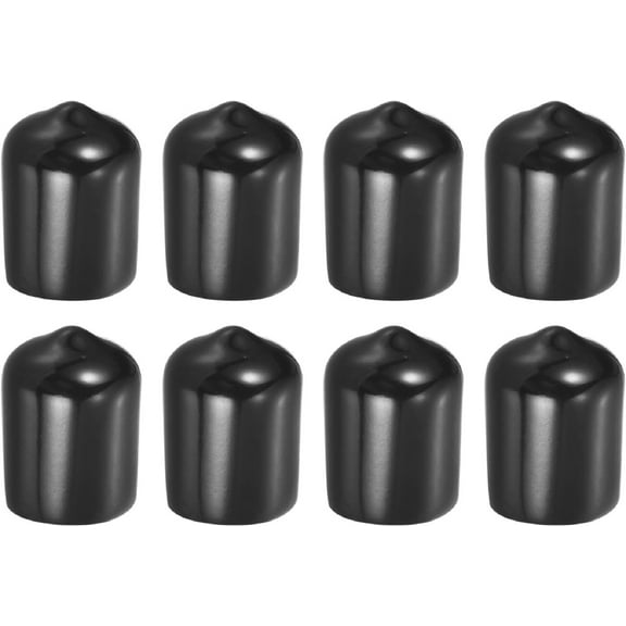8Pcs Flexible Rubber End Caps, 13mm/0.51" ID PVC Caps for Bolts, Thread Protectors, Tube Screw Bolt, Black
