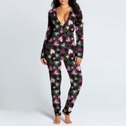 Women's Printing Functional Buttoned Flap Adults Pajamas