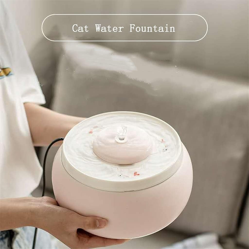 RKXQT Ceramic Cats Drinking Water Fountain 1.8L Cats Dogs Drinker Bowl Electric Automatic Water Feeder Dispenser Pet Bowls Keep Warm