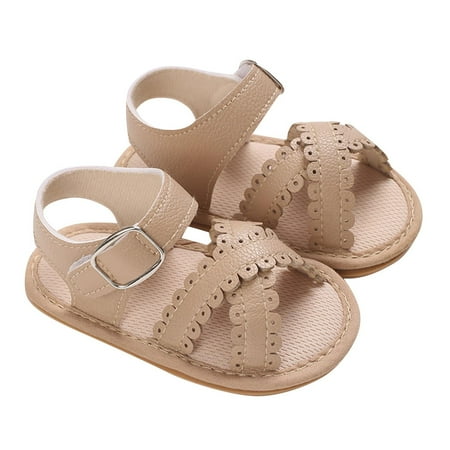 Meresysid Toddler Kids Infant Newborn Summer New Baby Everything Casual Breathable Cute Rubber Soles Non-slip Soft Soles Baby Sandals Shoes Khaki