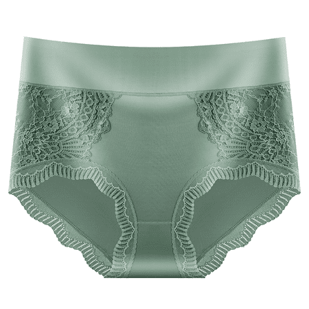 Fulorrnie Underwear for Women No Show Seamless Cute High Waisted Panties Elastic Waist Briefs Stretchable Comfort Panty  Green  L