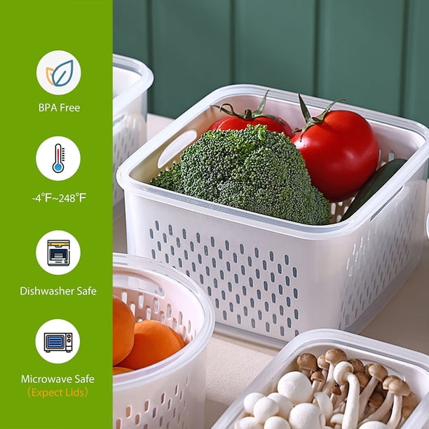 Contenedores Cajón para desagüe de nevera sin BPA - Caja de cesta de desagüe con tapa Diseño 3 en 1 (C) Ndcxsfigh Libre de BPA