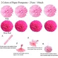 thumbnail image 4 of Decoración de fiesta, 21 piezas de abanicos de papel colgantes de color rosa, flores de pompones, guirnaldas de lunares y banderines triangulares para fiestas de cumpleaños, novias, 4 of 5