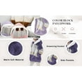 thumbnail image 7 of Moxiu Women's Fuzzy Coat Plus Winter Fleece Jacket Hooded Patchwork Color Block Cardigan Coats Oversized Fluffy Sherpa Outerwear with Pockets 2025 Purple,XXXXL, 7 of 7