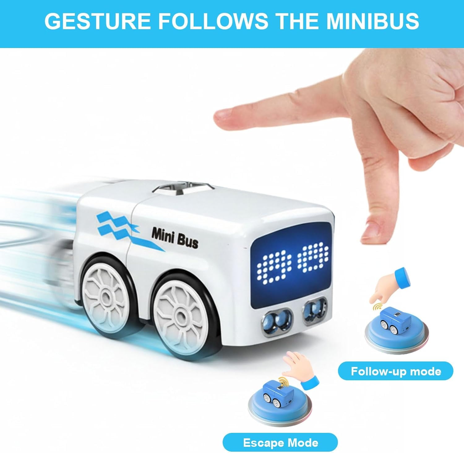 Magic Cars Follows Line Mini RC Bus | 2.4GHz Line-Following Sensor Car with Follow & Escape Modes, Smart Interactive Educational