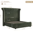 thumbnail image 6 of Hiphuta Modern Queen Size Corduroy Upholstered Bed Frame, LED Platform Bed Frame with 55"H Vertical Stripe Tufted Corduroy Velvet Wingback Headboard, Green, 6 of 8