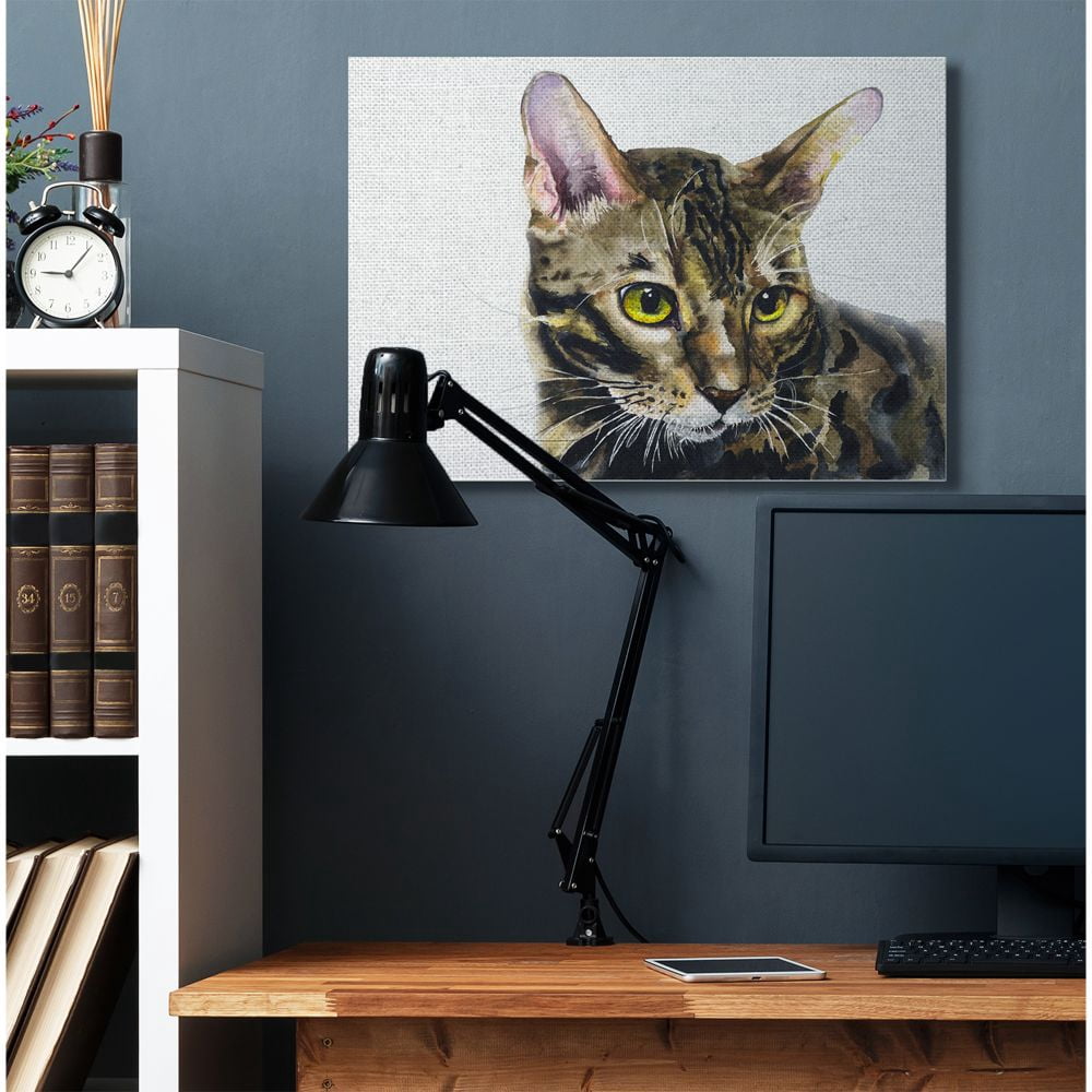 Stupell Industries Cute Cat Pet Animal Watercolor Painting Canvas Wall Art by George Dyachenko