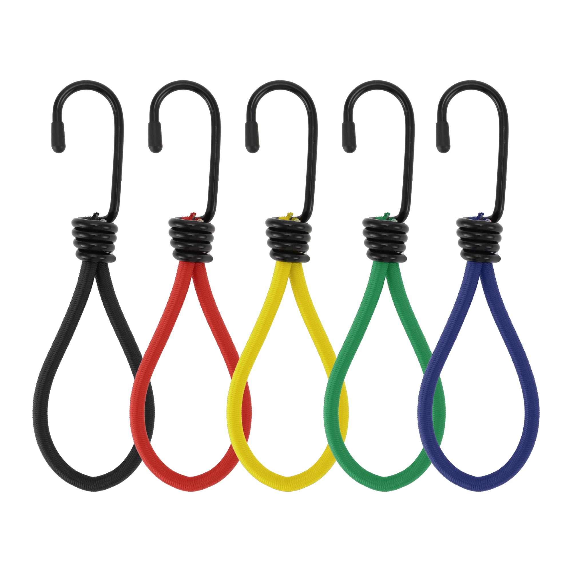 Unique Bargains 4Pcs Elastic Cord Ties with Metal Hooks Blue