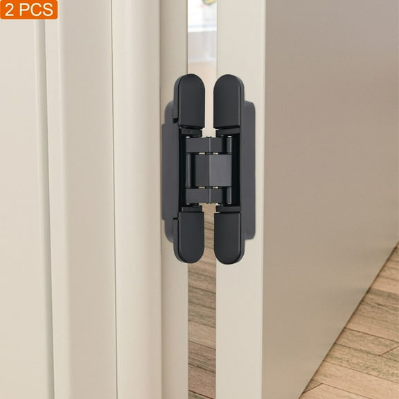 2-Pack 6'' Black Hidden Door Hinges Heavy Duty Zinc Alloy Hinges Concealed Hinge Black for Various Doors