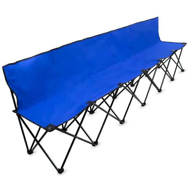 8 Ft Portable Folding 6 Seat Bench With Back 44 Blue