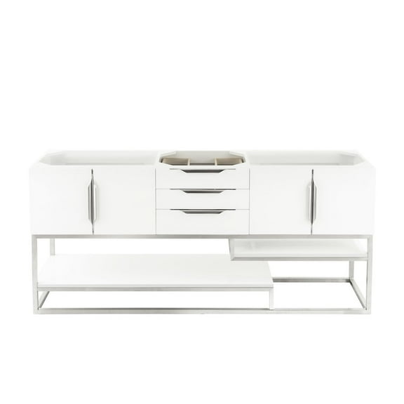 James Martin Vanities 72" Double Vanity Cabinet, Glossy White, Brushed Nickel