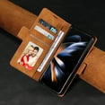 thumbnail image 6 of ShellTech for Samsung Galaxy Z Fold 7 Slim Flip Wallet Case Premium PU Leather Cover TPU Bumper with Card Holder Kickstand Hidden Magnetic Adsorption Full-Body Shockproof Anti-Drop,Brown, 6 of 11