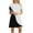 Black, variant on Womens Summer Plus Size Dresses Casual Color Block Patchwork Print Mini Sundress Tunic Round Neck Short Sleeve Dress