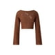 thumbnail image 4 of Txlixc Blusa hueca femenina, camiseta de punto suelta de color sólido con cuello redondo de manga larga Txlixc  moda, 4 of 9